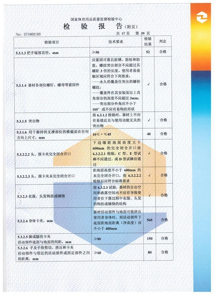 騎馬機檢驗報告