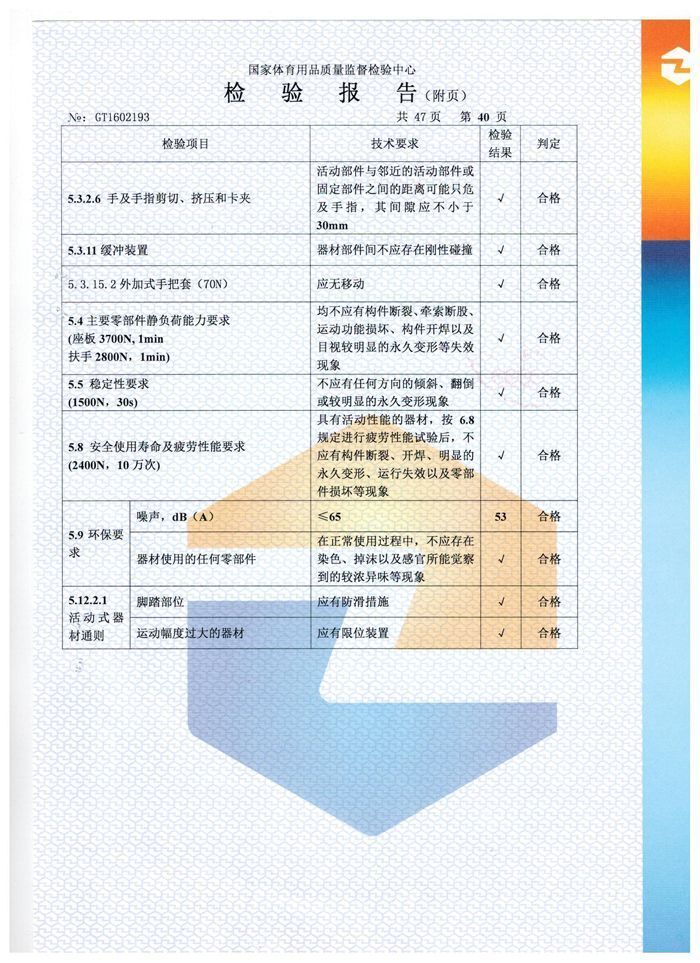 騎馬機檢驗報告